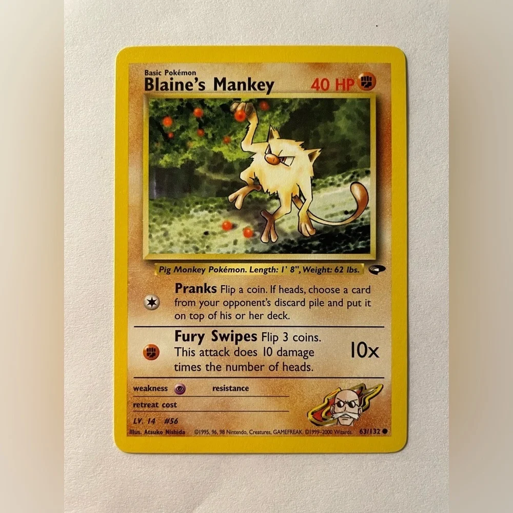 Blaine’s Mankey 63/132 Gym Challenge Pokémon Card – 1999 WOTC